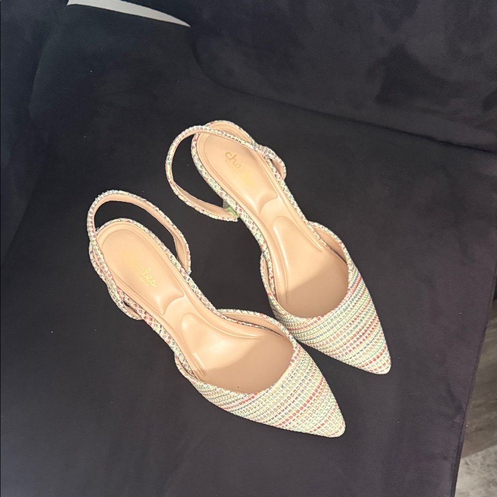 Charles By Charles David Women's Striped Cream and multi colored heels
